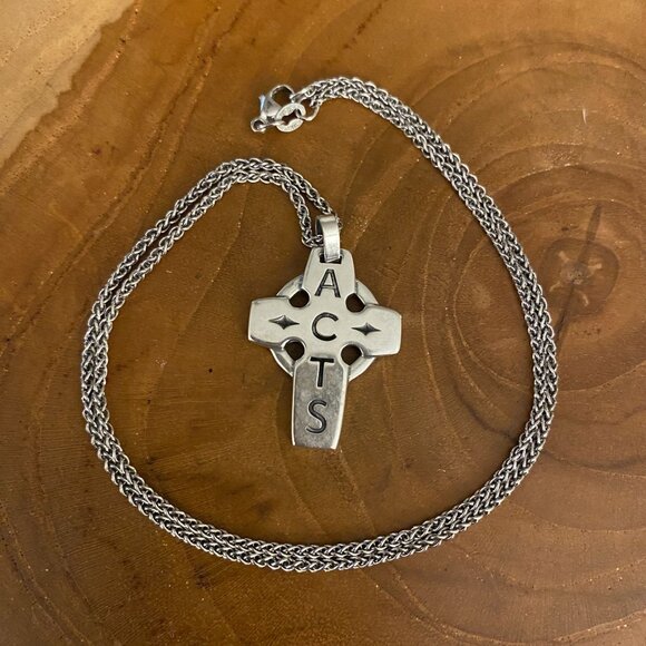 RETIRED James Avery ACTS Celtic Cross Necklace Sterling Silver